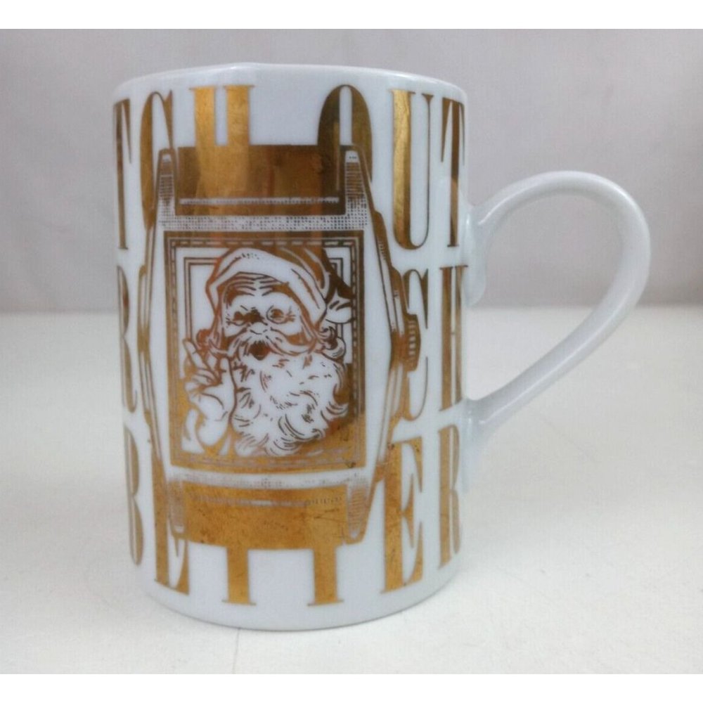 Vintage Dept 56 Christmas Time December 25 White & Gold 4" Coffee Cup